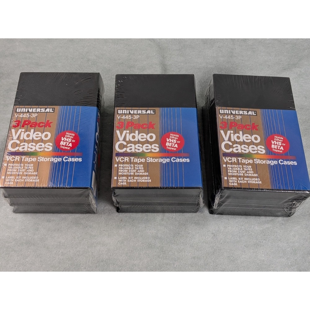 Black VHS Tape Storage Cases - Lot Of 9 - New Sealed - Unopened